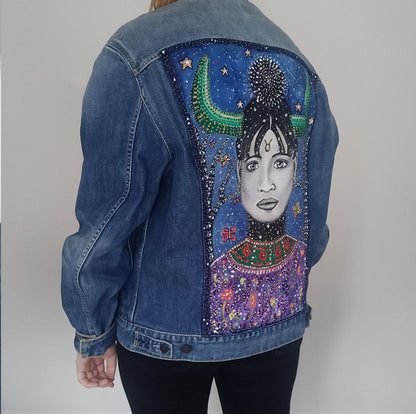 Taurus Hand Painted One Of A Kind XL Denim Jacket