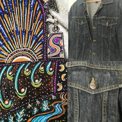 Sagittarius Hand Painted One Of A Kind L Denim Jacket