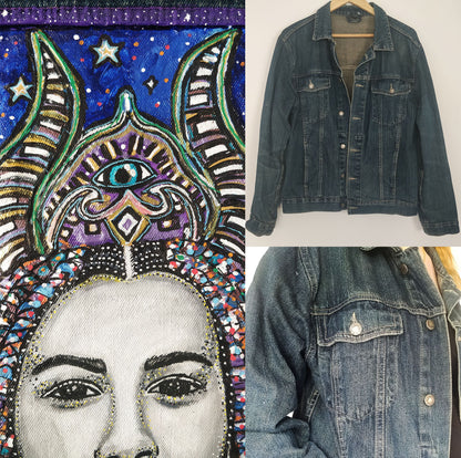 Libra Hand Painted One Of A Kind M Denim Jacket