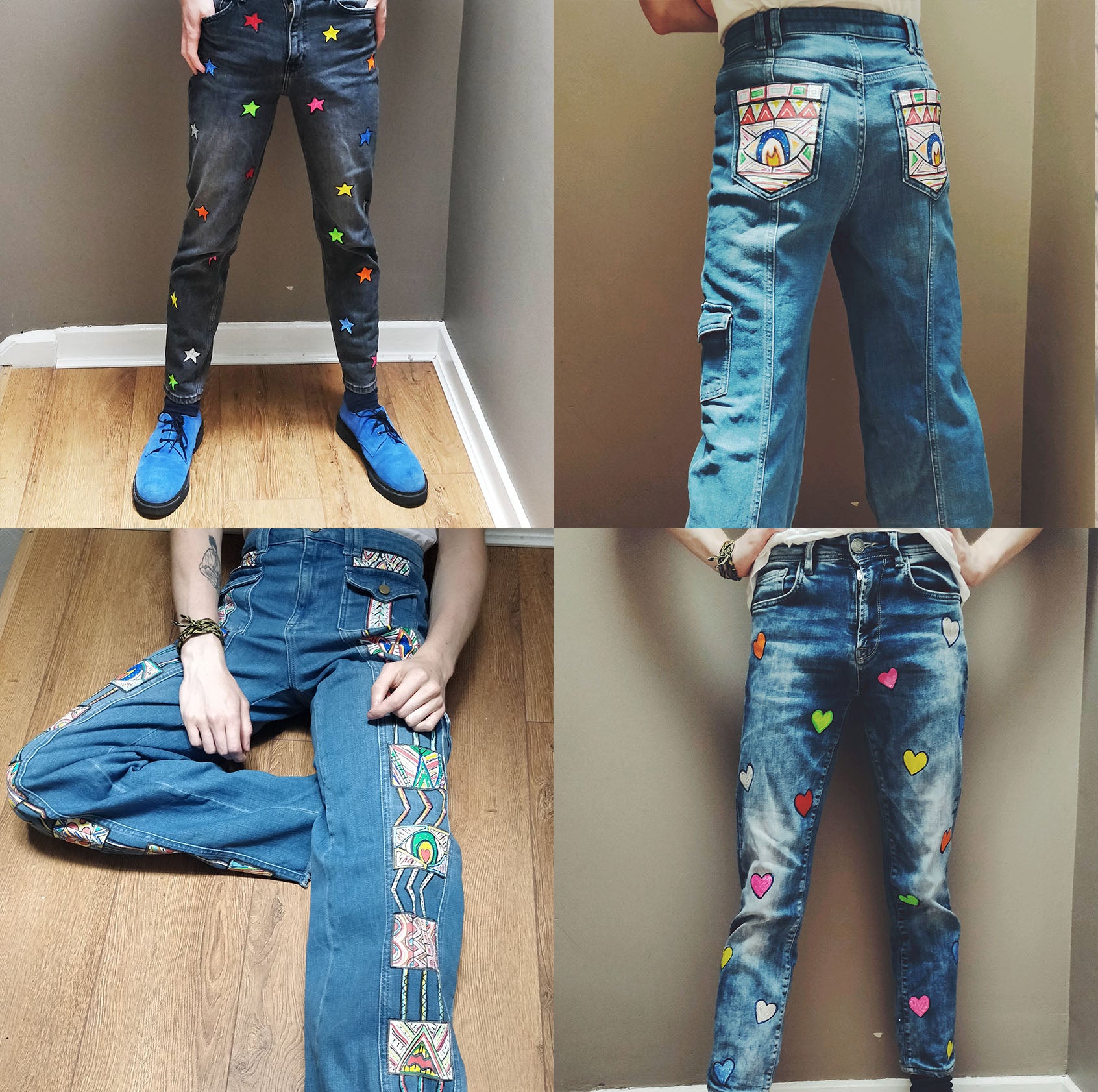 Buy Custom Hand-Painted Denim Jeans - Best Offers Online